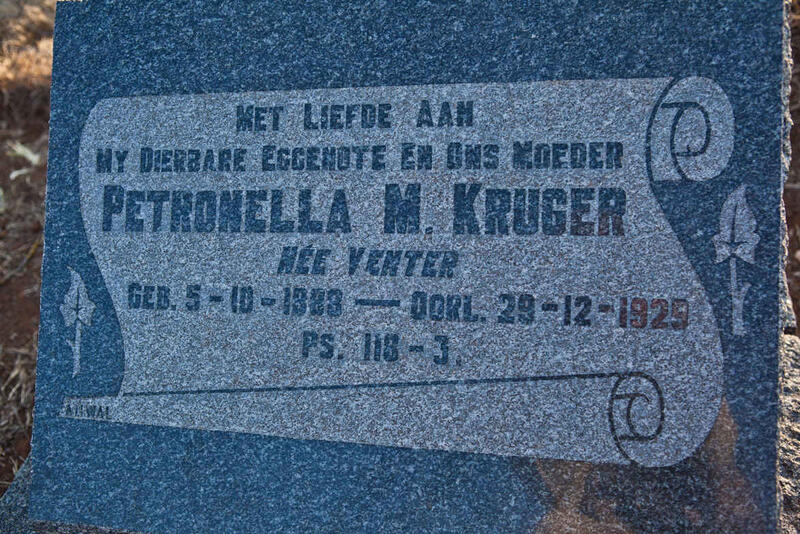 KRUGER Petronella M. nee VENTER 1883-1925