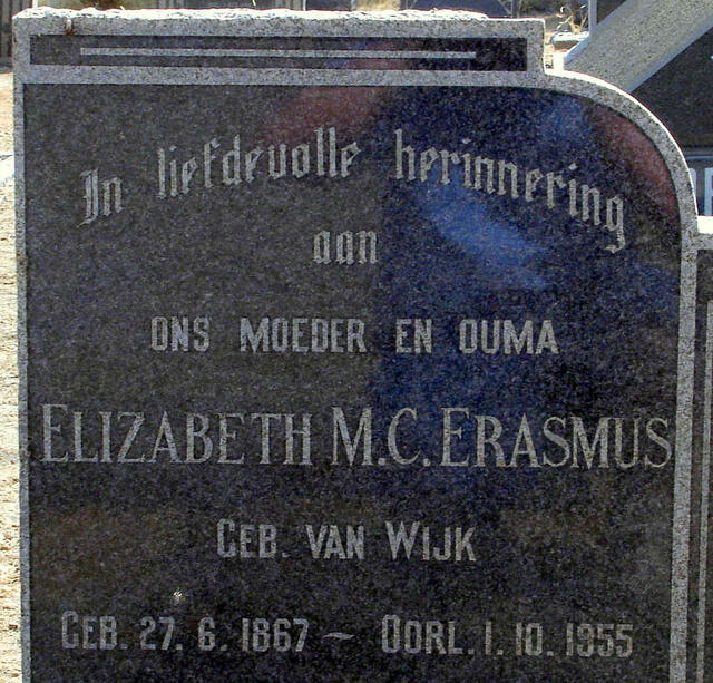 ERASMUS Elizabeth M.C. nee VAN WIJK 1867-1955