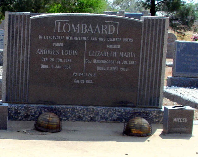 LOMBAARD Andries Louis 1876-1957 & Elizabeth Maria BADENHORST 1880-1956