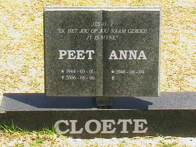 CLOETE Peet 1944-2006 & Anna 1948-