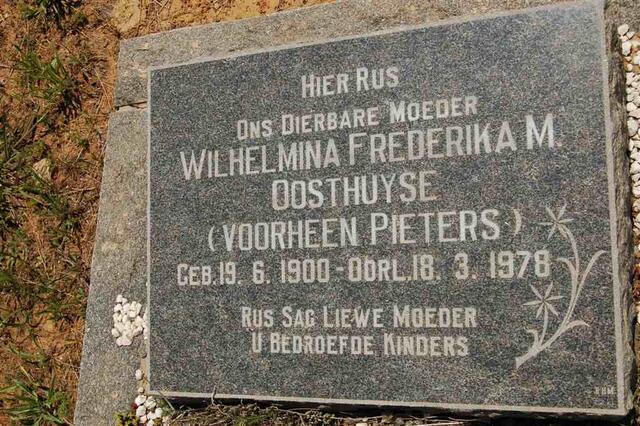 OOSTHUYSE Wilhelmina Frederika M. formely PIETERS 1900-1978