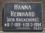 REINHARD Hanna nee BACKEBERG 1919-1994