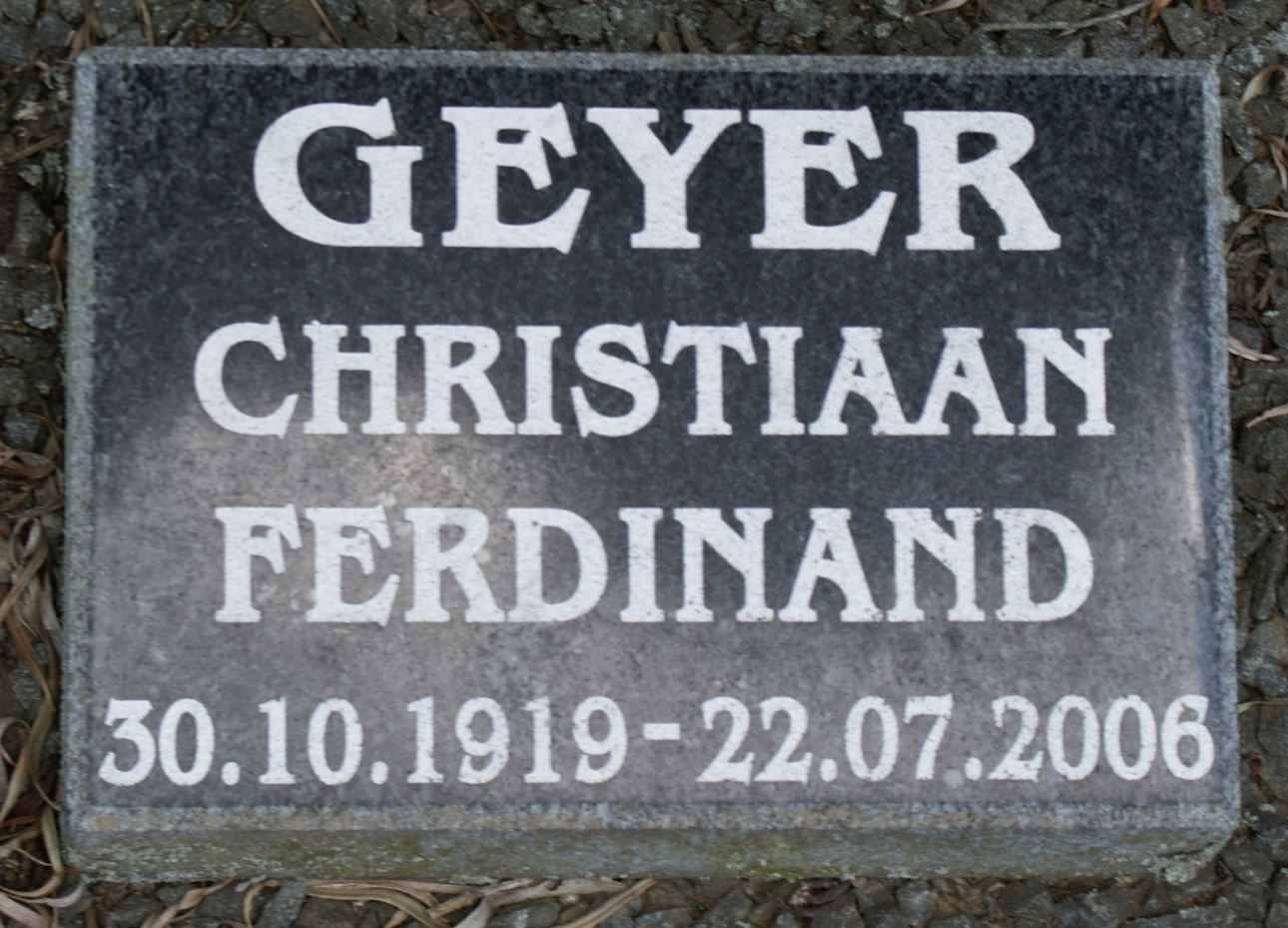GEYER Christiaan Ferdinand 1919-2006