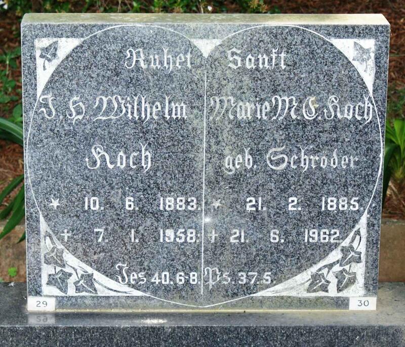 KOCH J.H. Wilhelm 1883-1958 & Marie M.C. SCHRODER 1885-1962