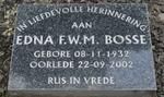 BOSSE Edna F.W.M. 1932-2002