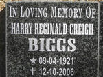 BIGGS Harry Reginald Creigh 1921-2006