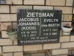 ZIETSMAN Jacobus Johannes 1913-2011 & Evelyn MARTIN 1917-2001