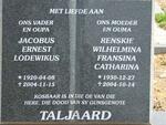 TALJAARD Jacobus Ernest Lodewikus 1920-2004 & Renskie Wilhelmina Fransina Catharina 1930-2004