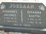 JORDAAN Johannes Jacobus 1914-2004 & Susanna Aletta 1918-1993