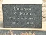 KAMB Johanna S. nee V.D. MERWE 1917-1951