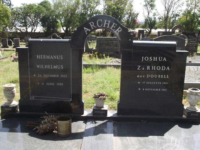 ARCHER Hermanus Wilhelmus 1925-1988 & Joshua ZaRhoda DOUBELL 1921-2011