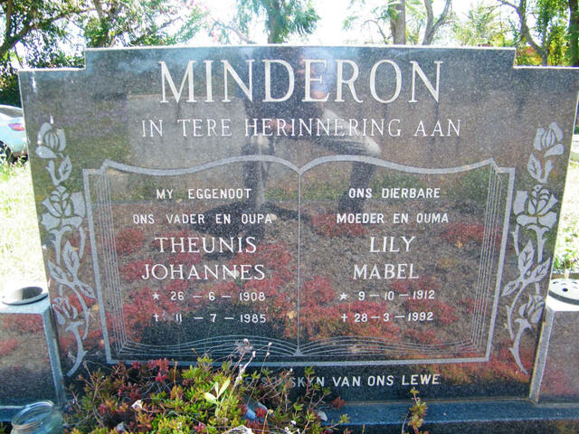 MINDERON Theunis Johannes 1908-1985 & Lily Mabel 1912-1992