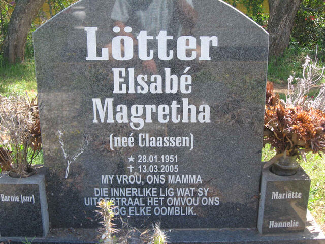 LOTTER Elsabe Magretha CLAASSEN 1951-2005