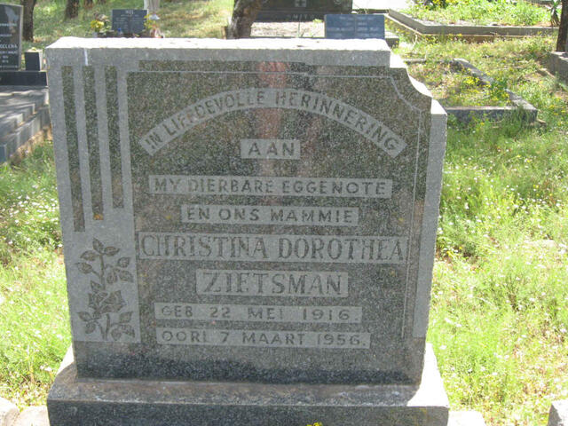 ZIETSMAN Christina Dorothea 1916-1956