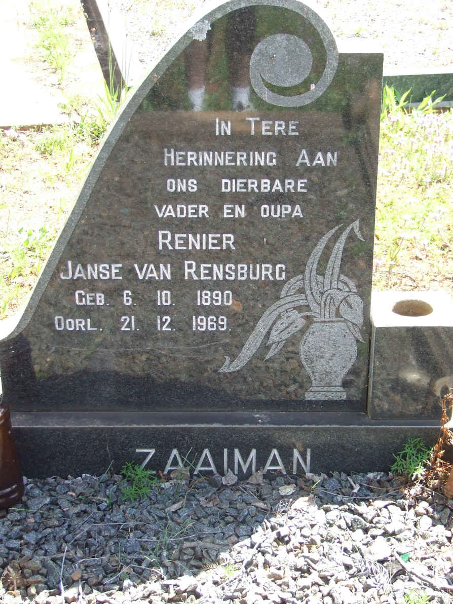 ZAAIMAN Reinier Janse van Rensburg 1890-1969