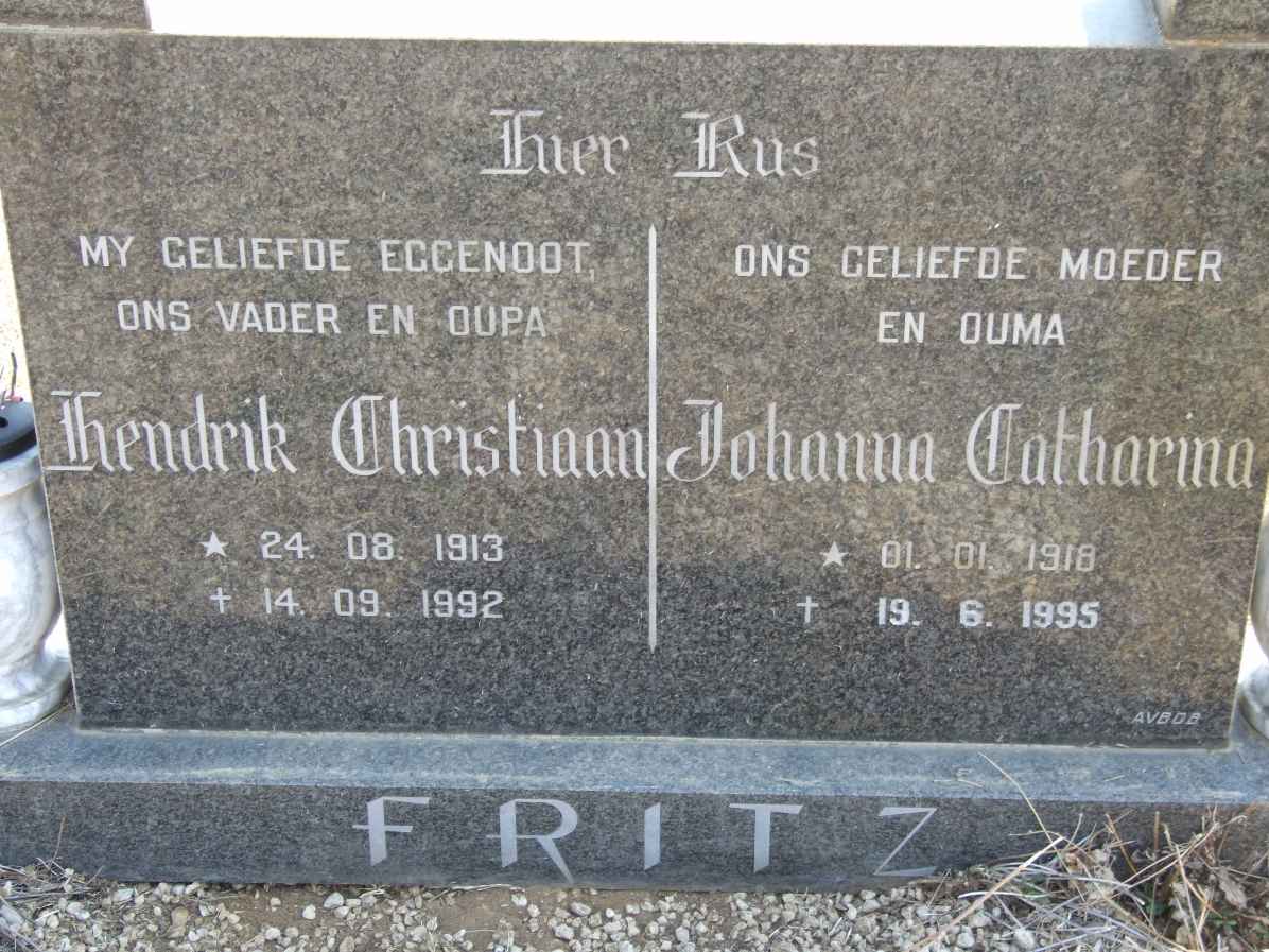 FRITZ Hendrik Christiaan 1913-1992 & Johanna Catharina 1918-1995