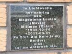MILLMAN Magdalena Louisa nee RHIND 1935-2012