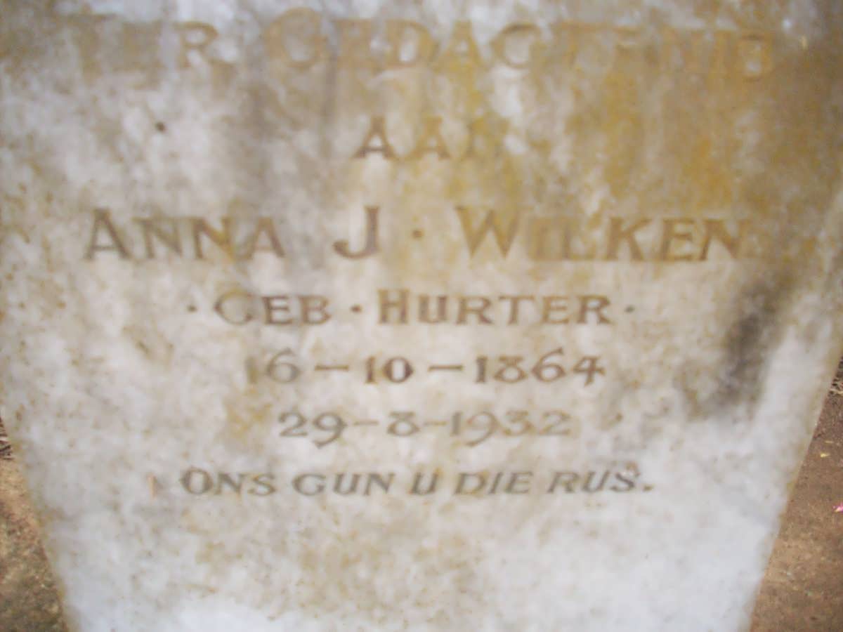 WILKEN Anna J. nee HURTER 1864-1932