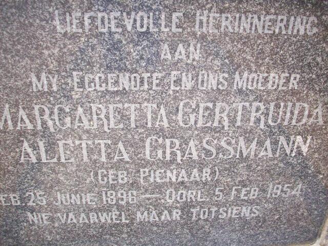 GRASSMANN Margaretha Gertruida Aletta nee PIENAAR 1896-1954