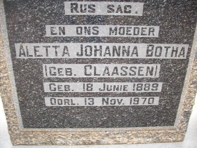BOTHA Aletta Johanna nee CLAASSEN 1889-1970