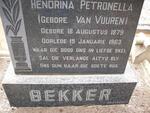 BEKKER Hendrina Petronella nee VAN VUUREN 1879-1963