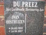 PREEZ Ivan Oosthuizen, du 1932-2007