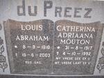 PREEZ Louis Abraham, du 1910-2003 & Catherina Adriaana MOUTON 1917-1992