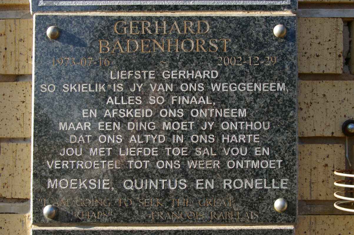 BADENHORST Gerhard 1973-2002