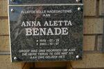 BENADE Anna Aletta 1919-2003
