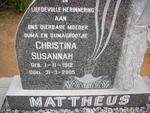 MATTHEUS Pieter Johannes Jacobus 1908-1966 & Christina Susannah 1912-2005