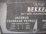 BEKKER Jacobus Coenraad Petrus 1913-1980 & Anna Margaretha BOTHA 1909-2003