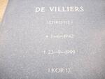 COETZEE Christoffel De Villiers 1942-1999