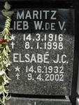 MARITZ Lieb W.de V. 1916-1998 & Elsabé J.C. 1932-2002