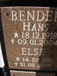 BENDER Hans 1918-2004 & Else 1921-2009