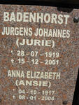 BADENHORST Jurgens Johannes 1919-2001 & Anna Elizabeth 1917-2004 