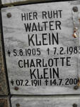 KLEIN Walter 1905-1983 & Charlotte 1911-2006