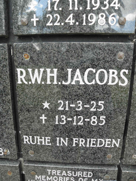 JACOBS R.W.H. 1925-1985