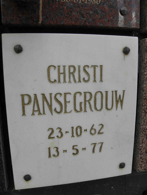 PANSEGROUW Christi 1962-1977
