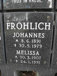 FRÖHLICH Johannes 1891-1979 & Melissa 1907-1991
