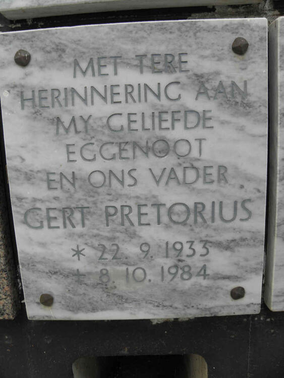 PRETORIUS Gert 1933-1984