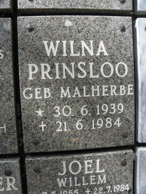 PRINSLOO Wilna nee MALHERBE 1939-1984