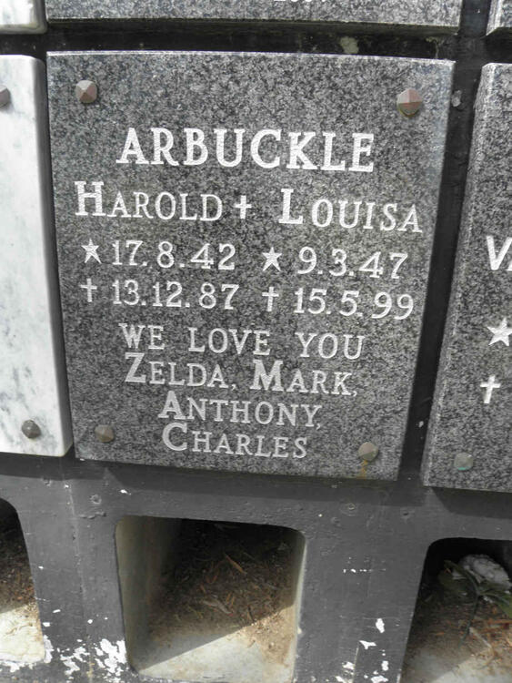 ARBUCKLE Harold 1942-1987 & Louisa 1947-1999