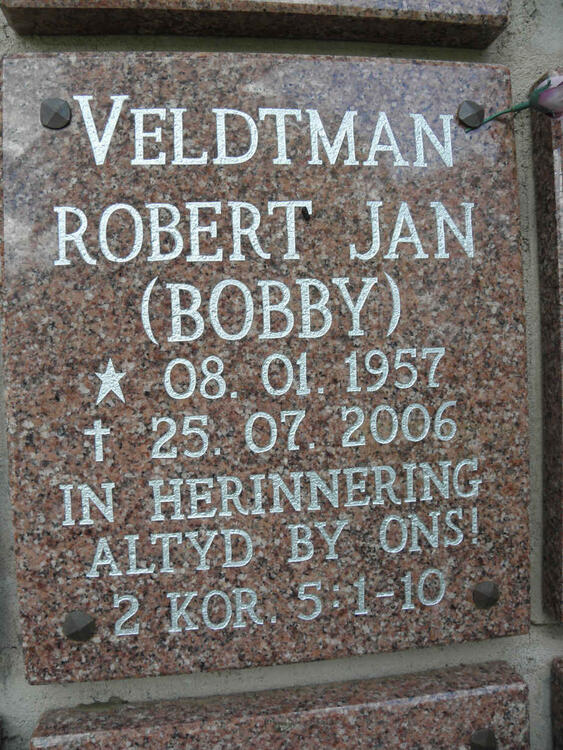 VELDTMAN Robert Jan 1957-2006