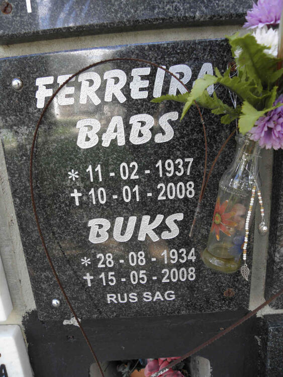 FERREIRA Buks 1934-2008 & Babs 1937-2008