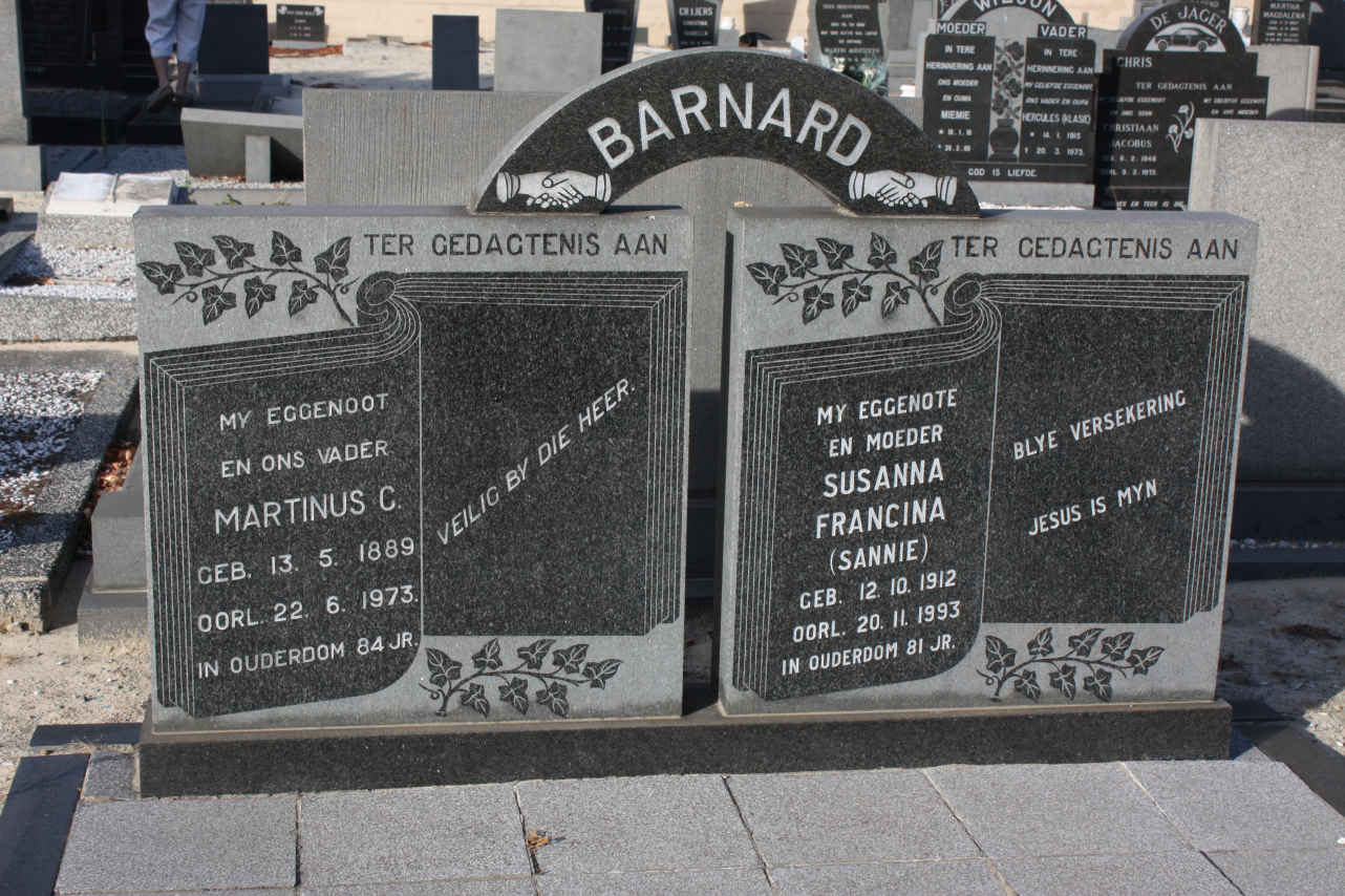 BARNARD Martinus C. 1889-1973 & Susanna Francina 1912-1993