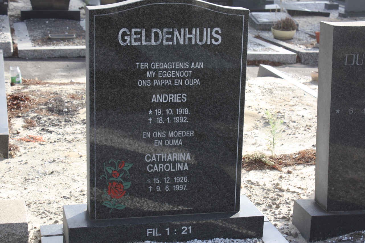 GELDENHUIS Andries 1918-1992 & Catharina Carolina 1926-1997