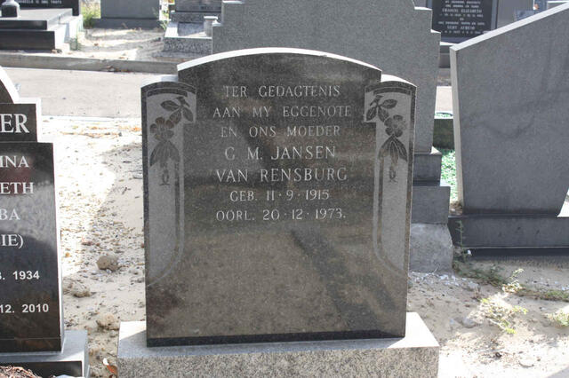 RENSBURG G.M., Jansen van 1915-1973