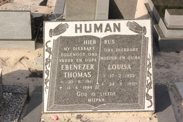 HUMAN Ebenezer Thomas 1911-1984 & Louisa 1922-1990