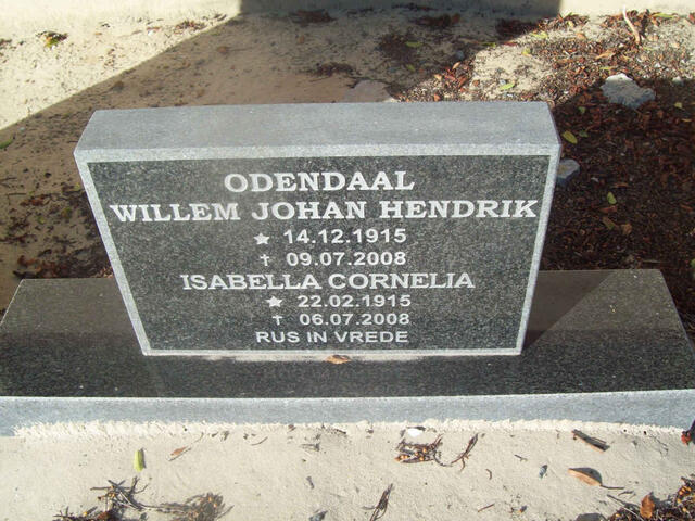 ODENDAAL Willem Johan Hendrik 1915-2008 & Isabella Cornelia 1915-2008