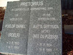 PRETORIUS Roelof Daniel 1922-1993 & Aletta Gertruida DU PLESSIS 1924-1993